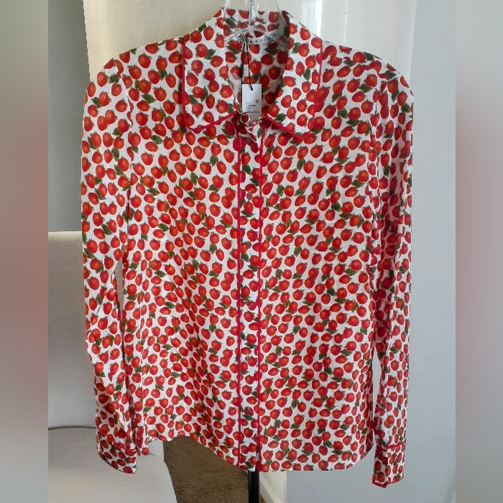 Alice + Olivia Willa Strawberry Silk Shirt